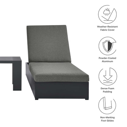 Tahoe 3-Piece Outdoor Patio Powder-Coated Aluminum Chaise Lounge Set in Gray Charcoal by Modway (6673)