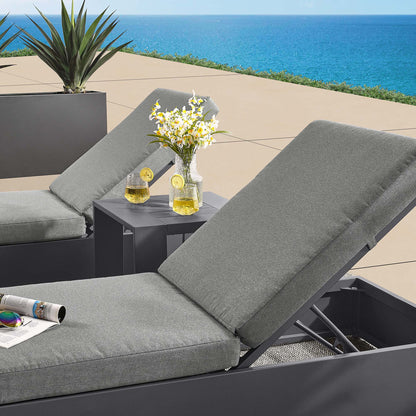 Tahoe 3-Piece Outdoor Patio Powder-Coated Aluminum Chaise Lounge Set in Gray Charcoal by Modway (6673)