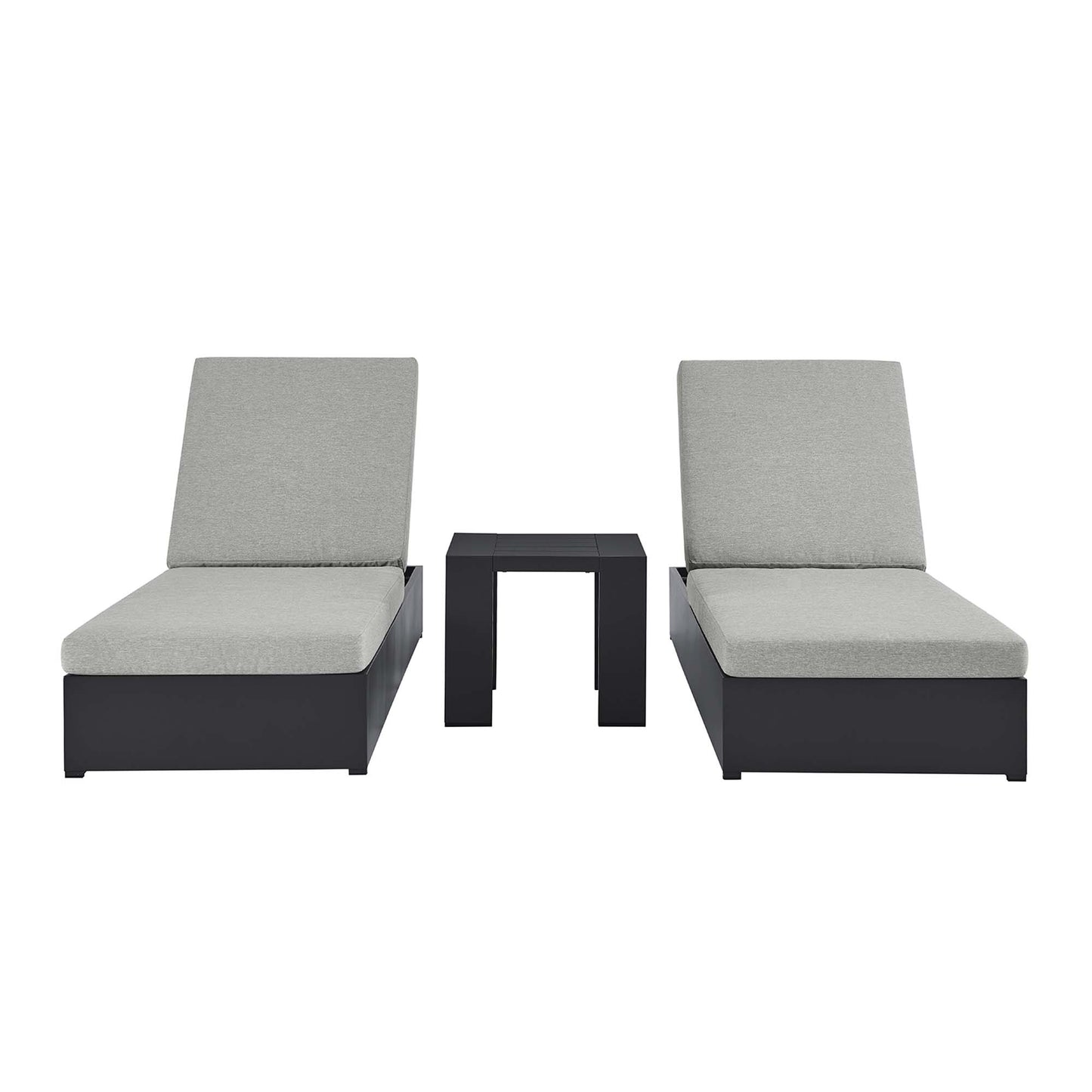 Tahoe 3-Piece Outdoor Patio Powder-Coated Aluminum Chaise Lounge Set in Gray Gray by Modway (6673)
