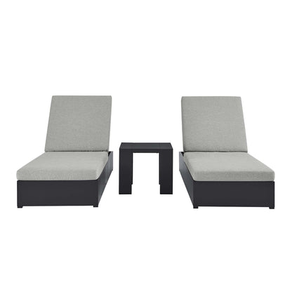 Tahoe 3-Piece Outdoor Patio Powder-Coated Aluminum Chaise Lounge Set in Gray Gray by Modway (6673)