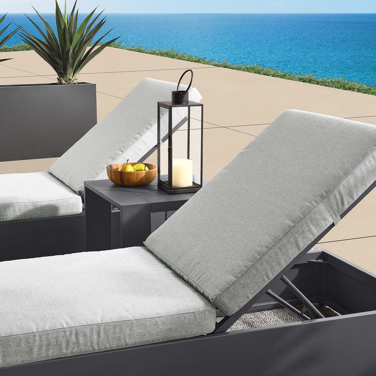 Tahoe 3-Piece Outdoor Patio Powder-Coated Aluminum Chaise Lounge Set in Gray Gray by Modway (6673)