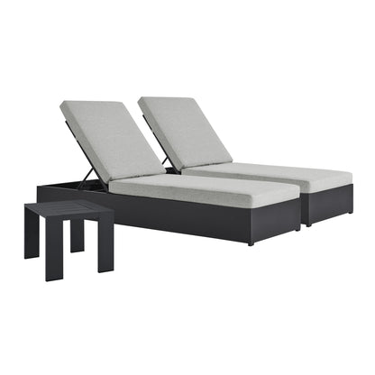 Tahoe 3-Piece Outdoor Patio Powder-Coated Aluminum Chaise Lounge Set in Gray Gray by Modway (6673)