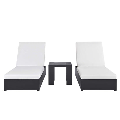 Tahoe 3-Piece Outdoor Patio Powder-Coated Aluminum Chaise Lounge Set in Gray White by Modway (6673)