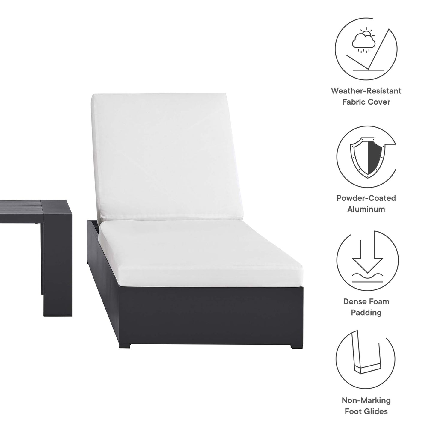 Tahoe 3-Piece Outdoor Patio Powder-Coated Aluminum Chaise Lounge Set in Gray White by Modway (6673)