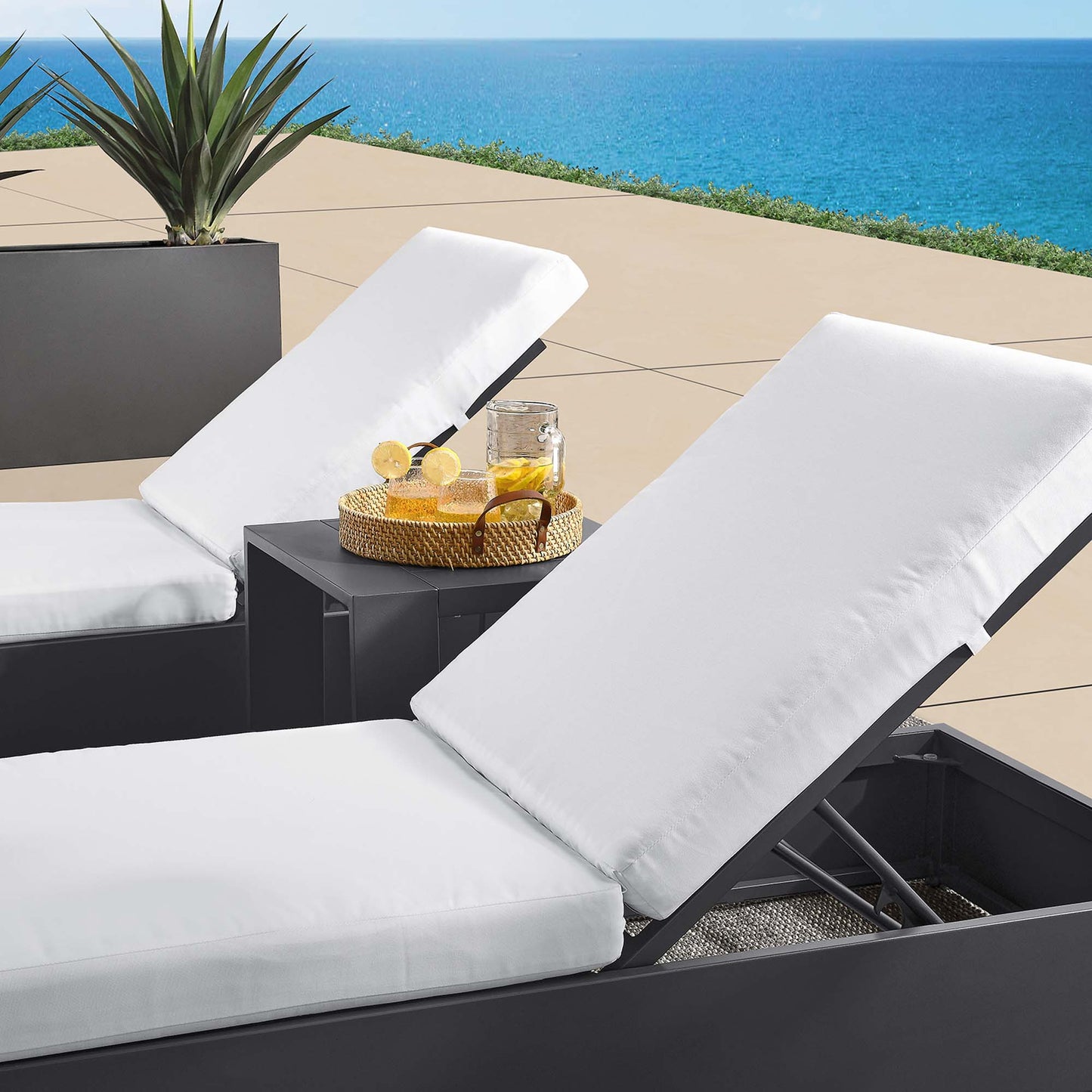 Tahoe 3-Piece Outdoor Patio Powder-Coated Aluminum Chaise Lounge Set in Gray White by Modway (6673)