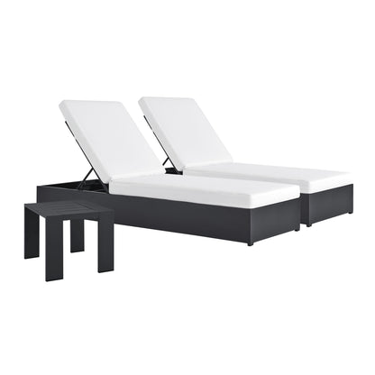 Tahoe 3-Piece Outdoor Patio Powder-Coated Aluminum Chaise Lounge Set in Gray White by Modway (6673)