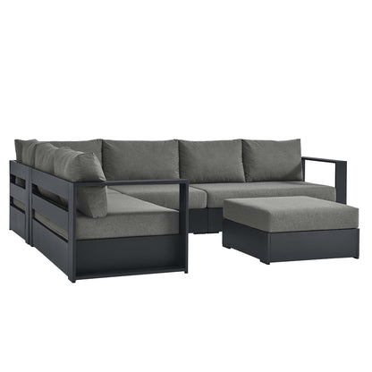 Tahoe 5-Piece Outdoor Patio Powder-Coated Aluminum Sectional Sofa Set in Gray Charcoal by Modway (6674)