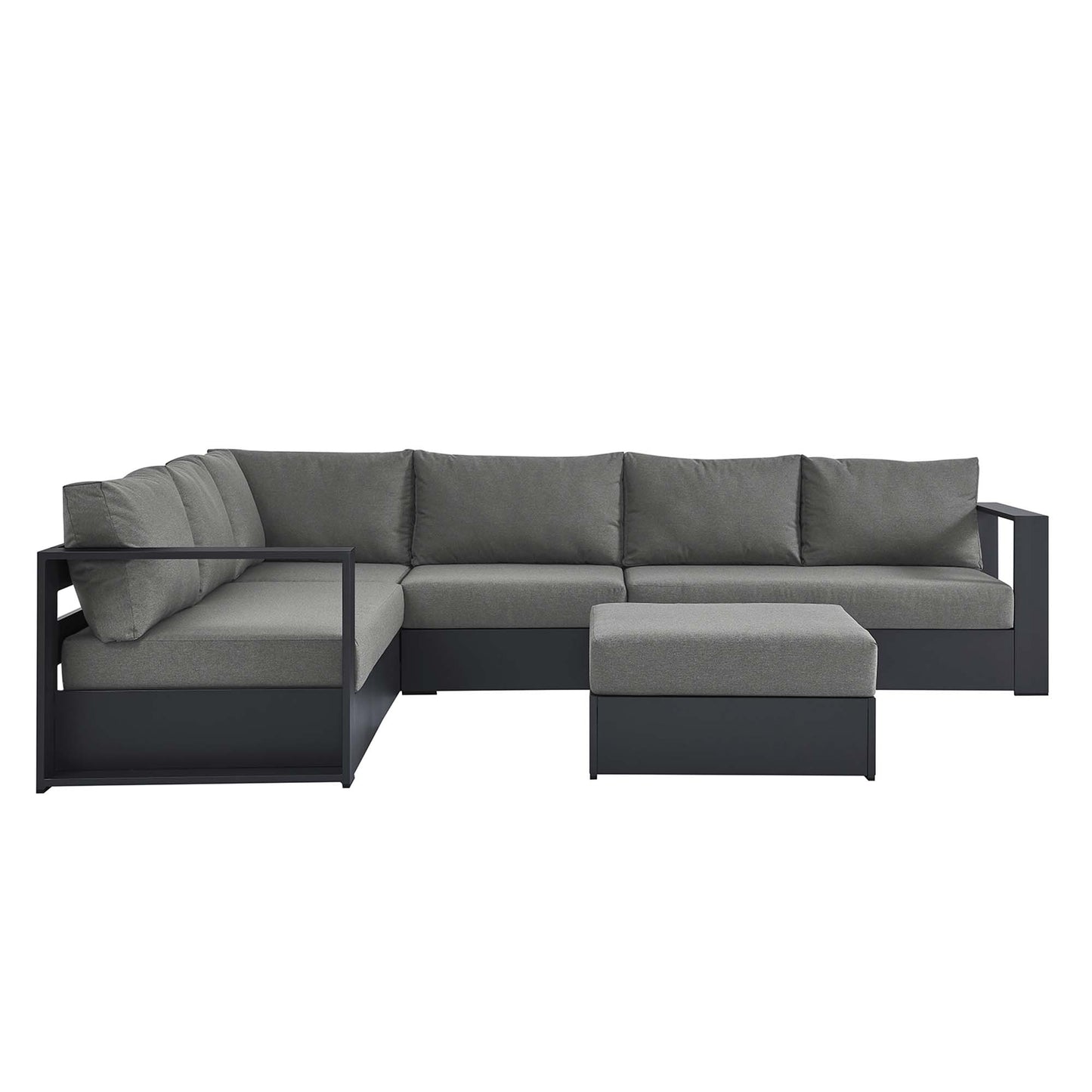 Tahoe 5-Piece Outdoor Patio Powder-Coated Aluminum Sectional Sofa Set in Gray Charcoal by Modway (6674)