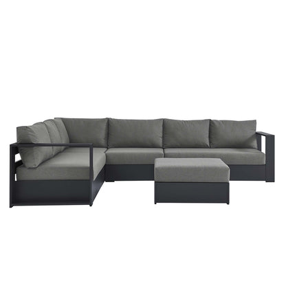 Tahoe 5-Piece Outdoor Patio Powder-Coated Aluminum Sectional Sofa Set in Gray Charcoal by Modway (6674)