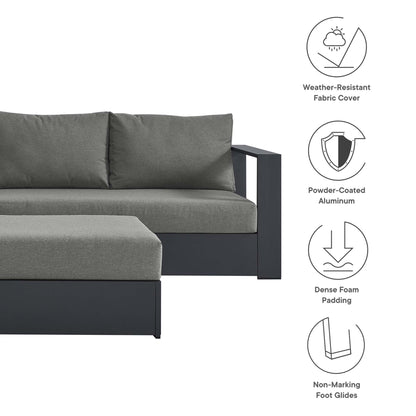 Tahoe 5-Piece Outdoor Patio Powder-Coated Aluminum Sectional Sofa Set in Gray Charcoal by Modway (6674)