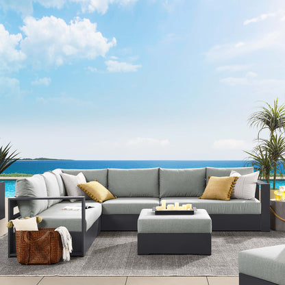 Tahoe 5-Piece Outdoor Patio Powder-Coated Aluminum Sectional Sofa Set in Gray Gray by Modway (6674)
