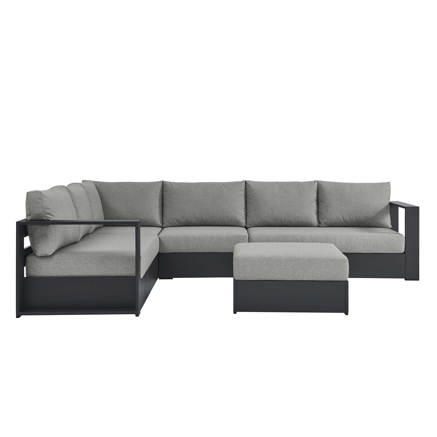 Tahoe 5-Piece Outdoor Patio Powder-Coated Aluminum Sectional Sofa Set in Gray Gray by Modway (6674)