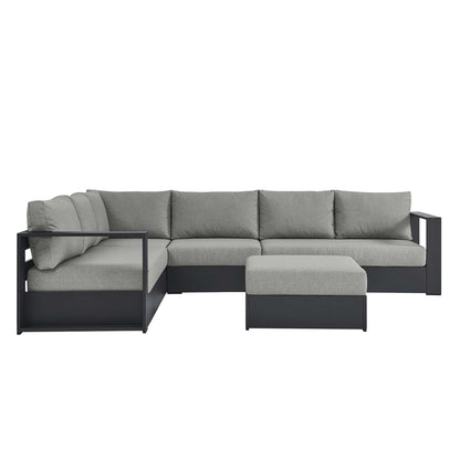 Tahoe 5-Piece Outdoor Patio Powder-Coated Aluminum Sectional Sofa Set in Gray Gray by Modway (6674)