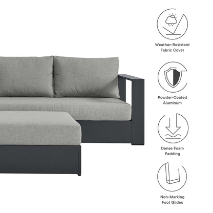 Tahoe 5-Piece Outdoor Patio Powder-Coated Aluminum Sectional Sofa Set in Gray Gray by Modway (6674)