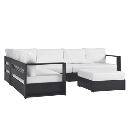 Tahoe 5-Piece Outdoor Patio Powder-Coated Aluminum Sectional Sofa Set in Gray White by Modway (6674)
