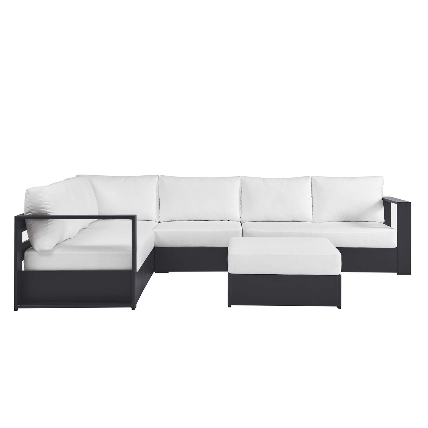 Tahoe 5-Piece Outdoor Patio Powder-Coated Aluminum Sectional Sofa Set in Gray White by Modway (6674)