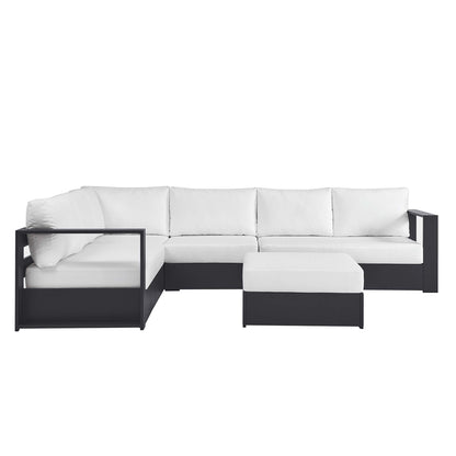 Tahoe 5-Piece Outdoor Patio Powder-Coated Aluminum Sectional Sofa Set in Gray White by Modway (6674)
