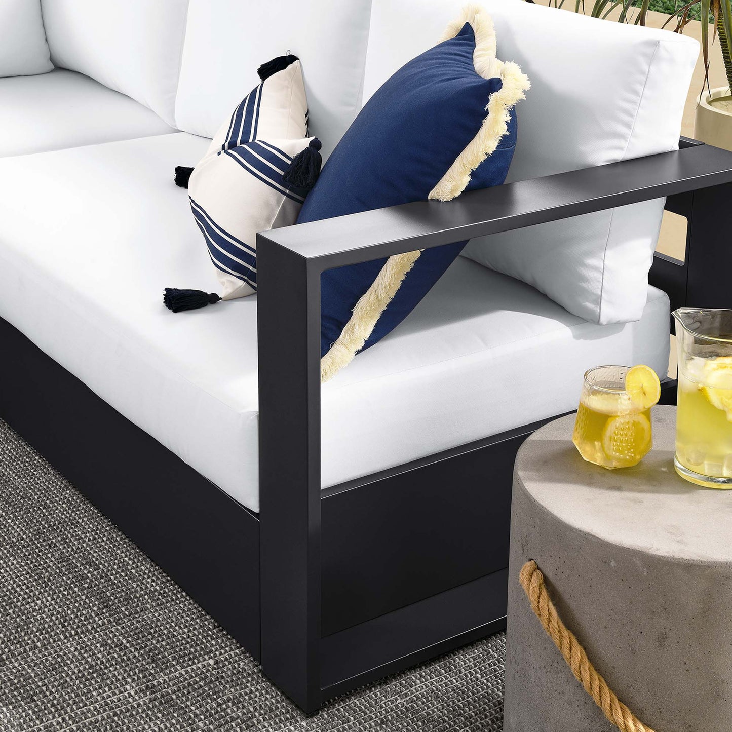 Tahoe 5-Piece Outdoor Patio Powder-Coated Aluminum Sectional Sofa Set in Gray White by Modway (6674)