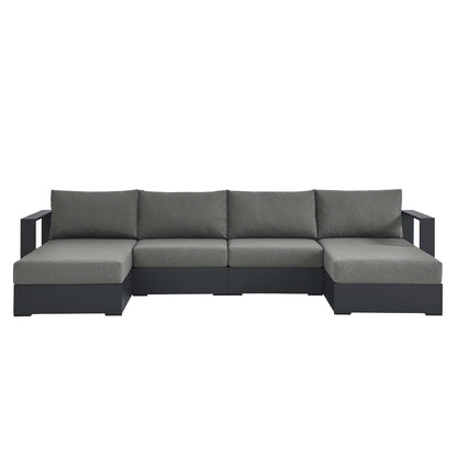 Tahoe 4-Piece Outdoor Patio Powder-Coated Aluminum Sectional Sofa Set in Gray Charcoal by Modway (6676)