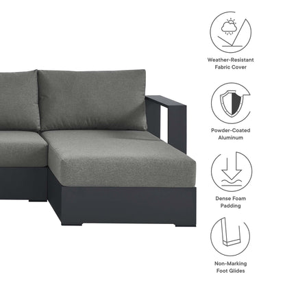 Tahoe 4-Piece Outdoor Patio Powder-Coated Aluminum Sectional Sofa Set in Gray Charcoal by Modway (6676)