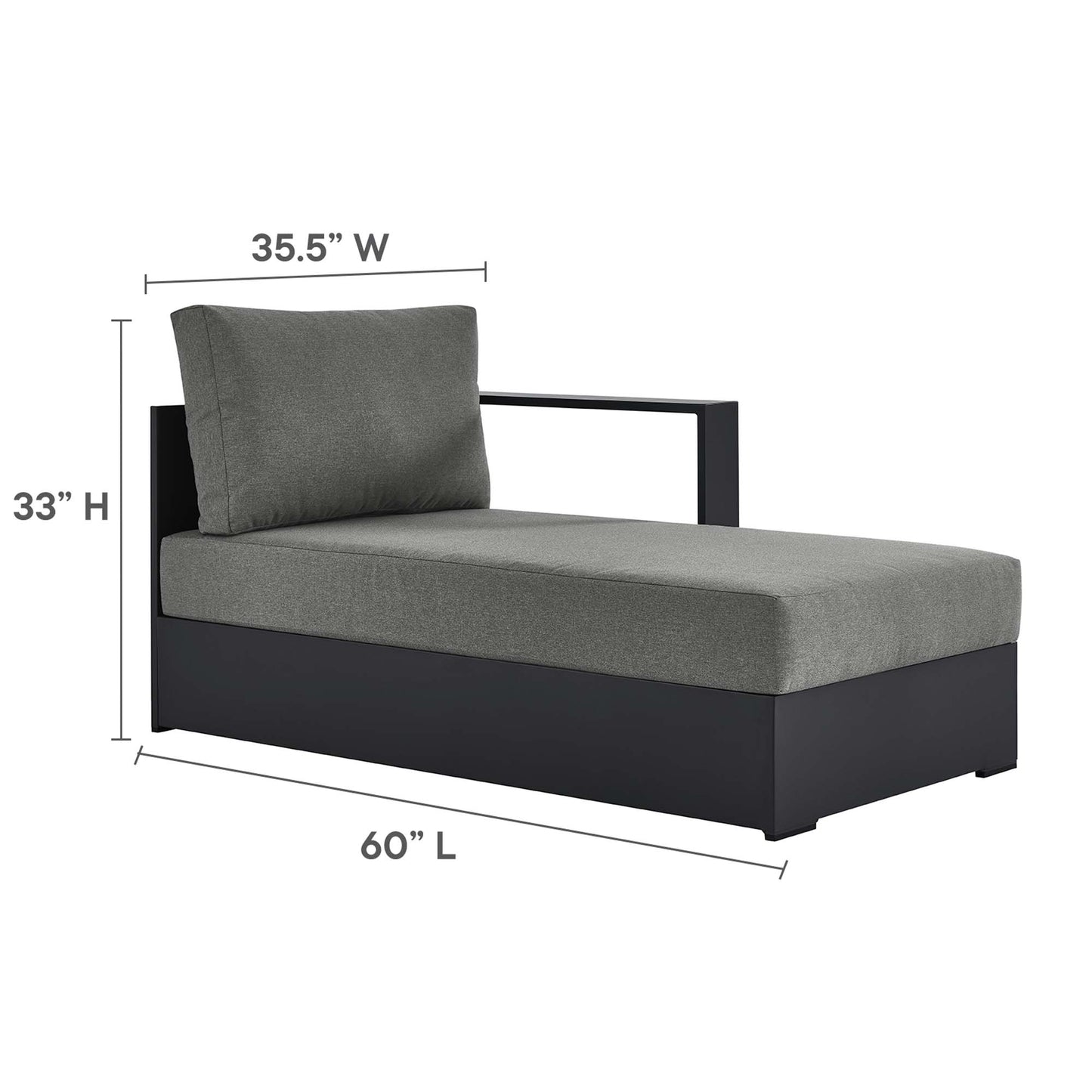 Tahoe 4-Piece Outdoor Patio Powder-Coated Aluminum Sectional Sofa Set in Gray Charcoal by Modway (6676)