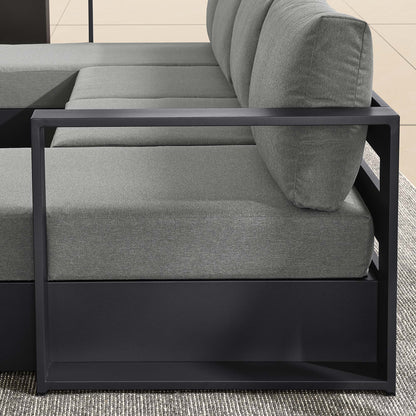 Tahoe 4-Piece Outdoor Patio Powder-Coated Aluminum Sectional Sofa Set in Gray Charcoal by Modway (6676)