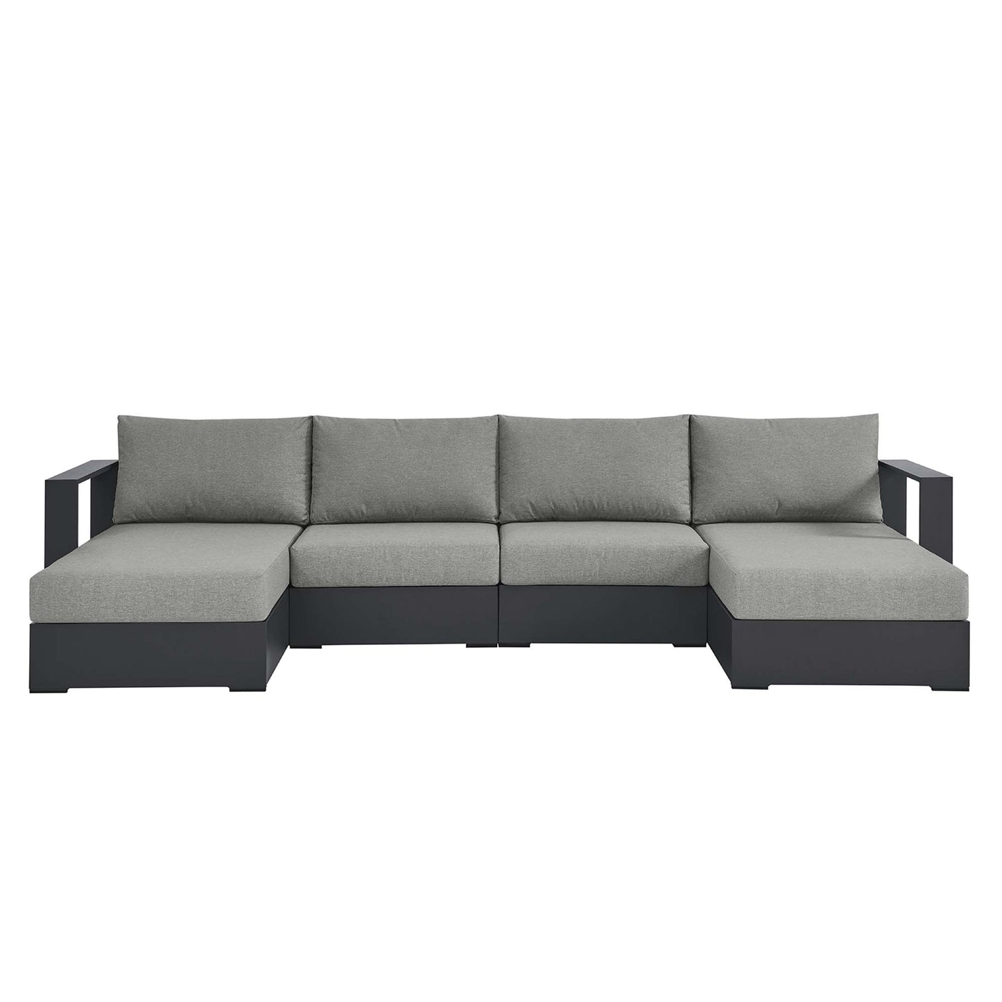 Tahoe 4-Piece Outdoor Patio Powder-Coated Aluminum Sectional Sofa Set in Gray Gray by Modway (6676)