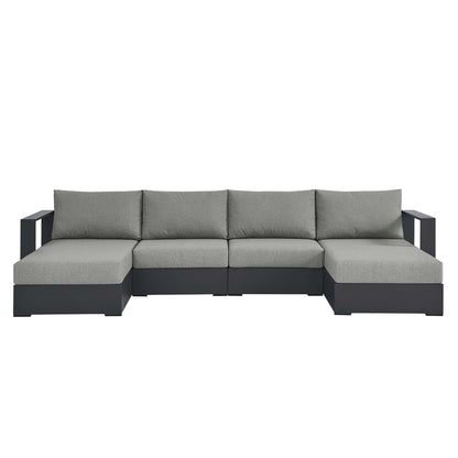 Tahoe 4-Piece Outdoor Patio Powder-Coated Aluminum Sectional Sofa Set in Gray Gray by Modway (6676)
