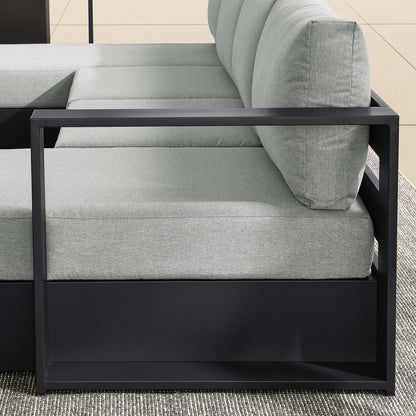 Tahoe 4-Piece Outdoor Patio Powder-Coated Aluminum Sectional Sofa Set in Gray Gray by Modway (6676)