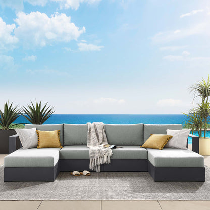 Tahoe 4-Piece Outdoor Patio Powder-Coated Aluminum Sectional Sofa Set in Gray Gray by Modway (6676)