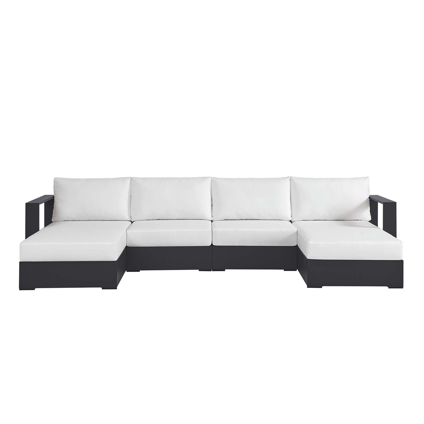 Tahoe 4-Piece Outdoor Patio Powder-Coated Aluminum Sectional Sofa Set in Gray White by Modway (6676)