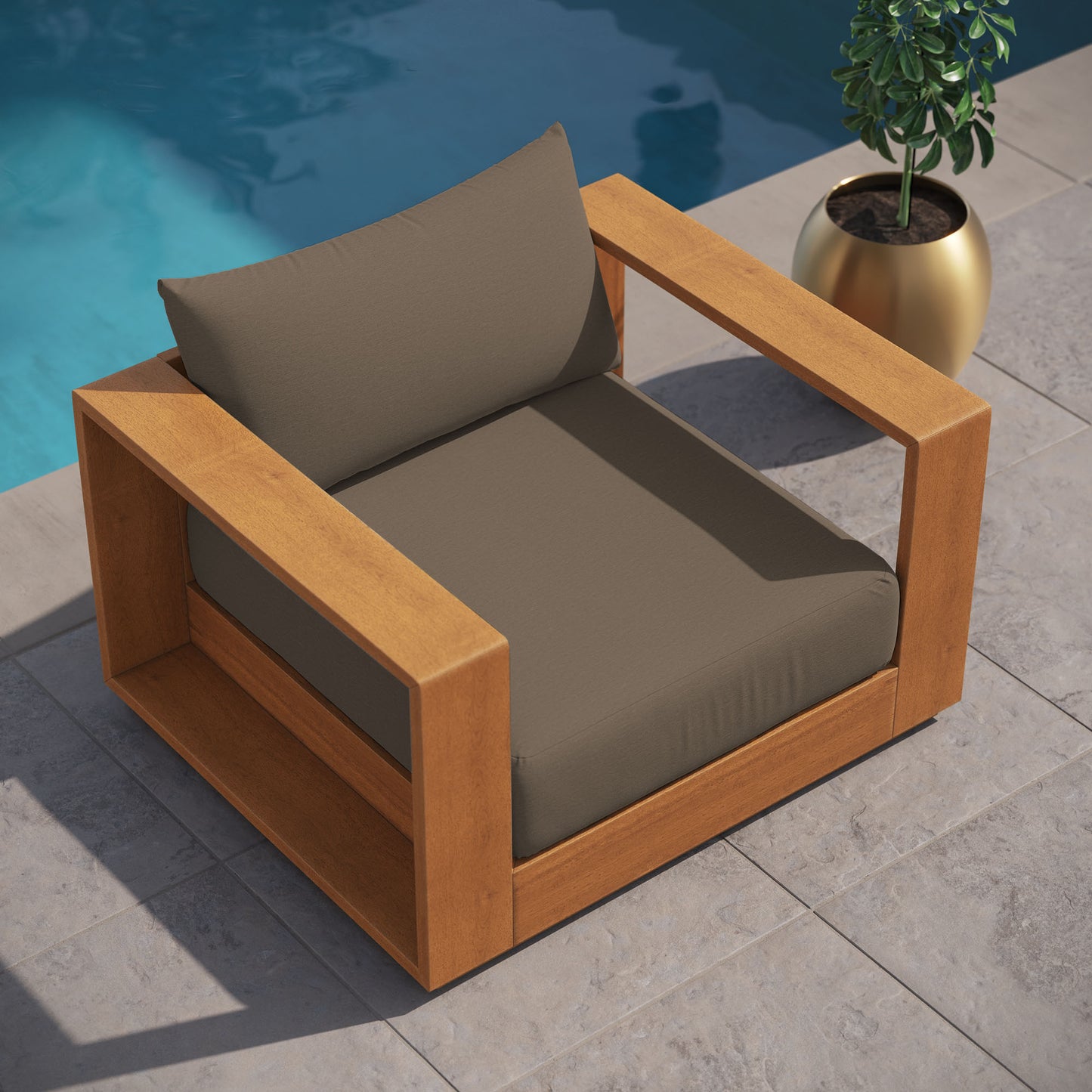 Tahoe Outdoor Patio Acacia Wood Chair in Natural Cocoa by Modway (6782)