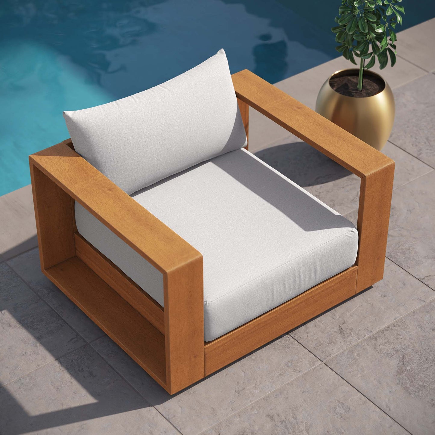 Tahoe Outdoor Patio Acacia Wood Chair in Natural Light Gray by Modway (6782)