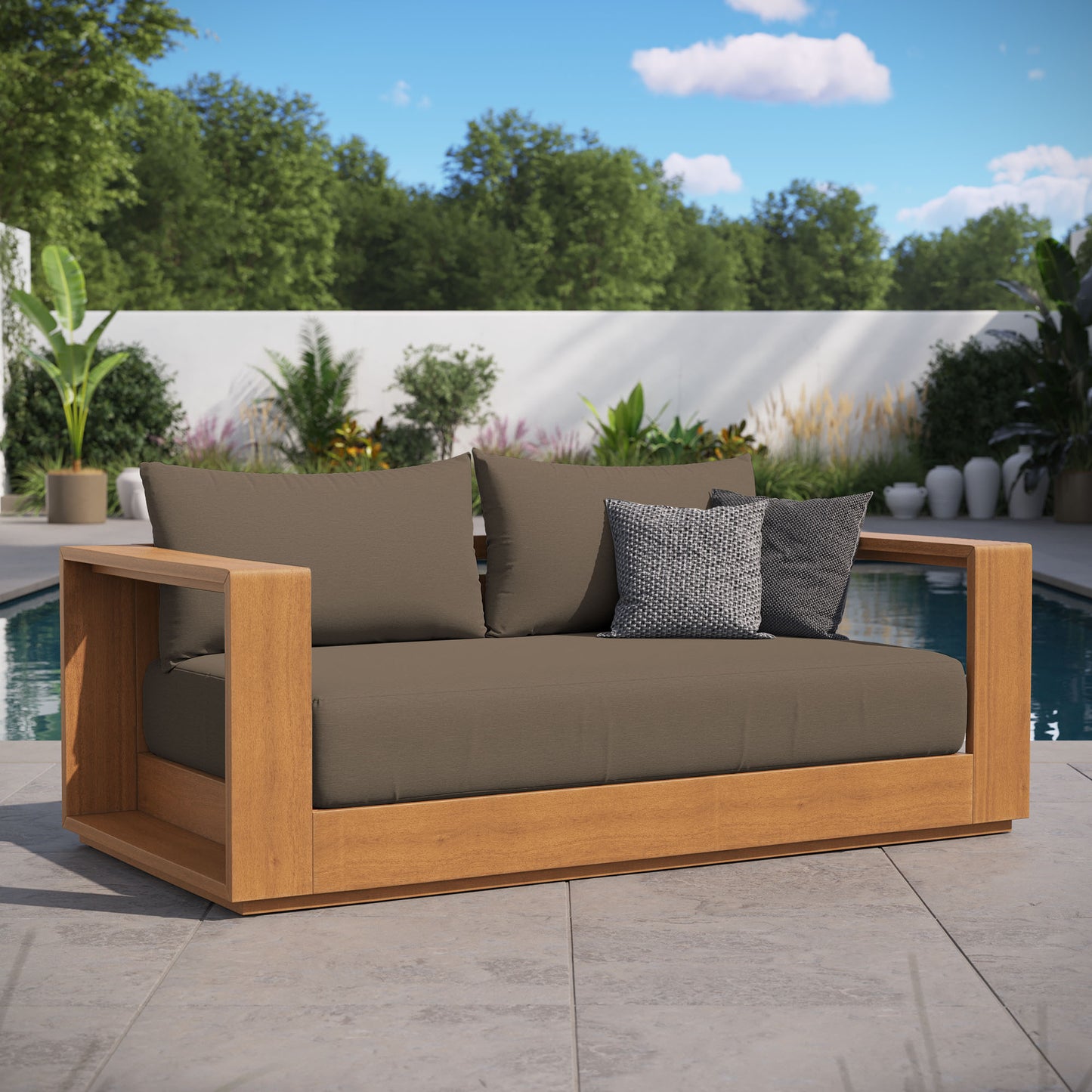 Tahoe Acacia Wood Outdoor Patio Acacia Wood Loveseat in Natural Cocoa by Modway (6783)