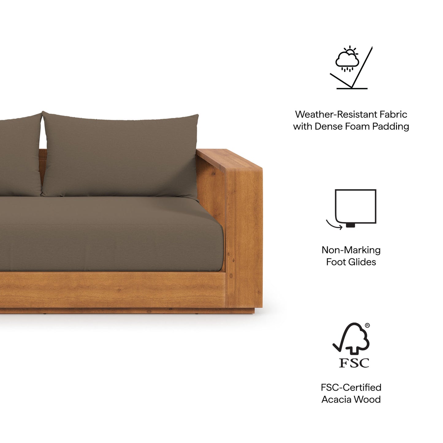Tahoe Acacia Wood Outdoor Patio Acacia Wood Loveseat in Natural Cocoa by Modway (6783)