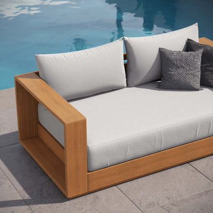 Tahoe Acacia Wood Outdoor Patio Acacia Wood Loveseat in Natural Light Gray by Modway (6783)