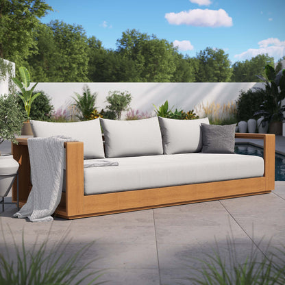 Tahoe Outdoor Patio Acacia Wood Sofa in Natural Light Gray by Modway (6784)