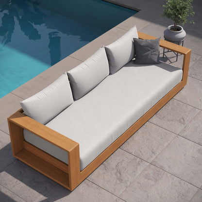 Tahoe Outdoor Patio Acacia Wood Sofa in Natural Light Gray by Modway (6784)
