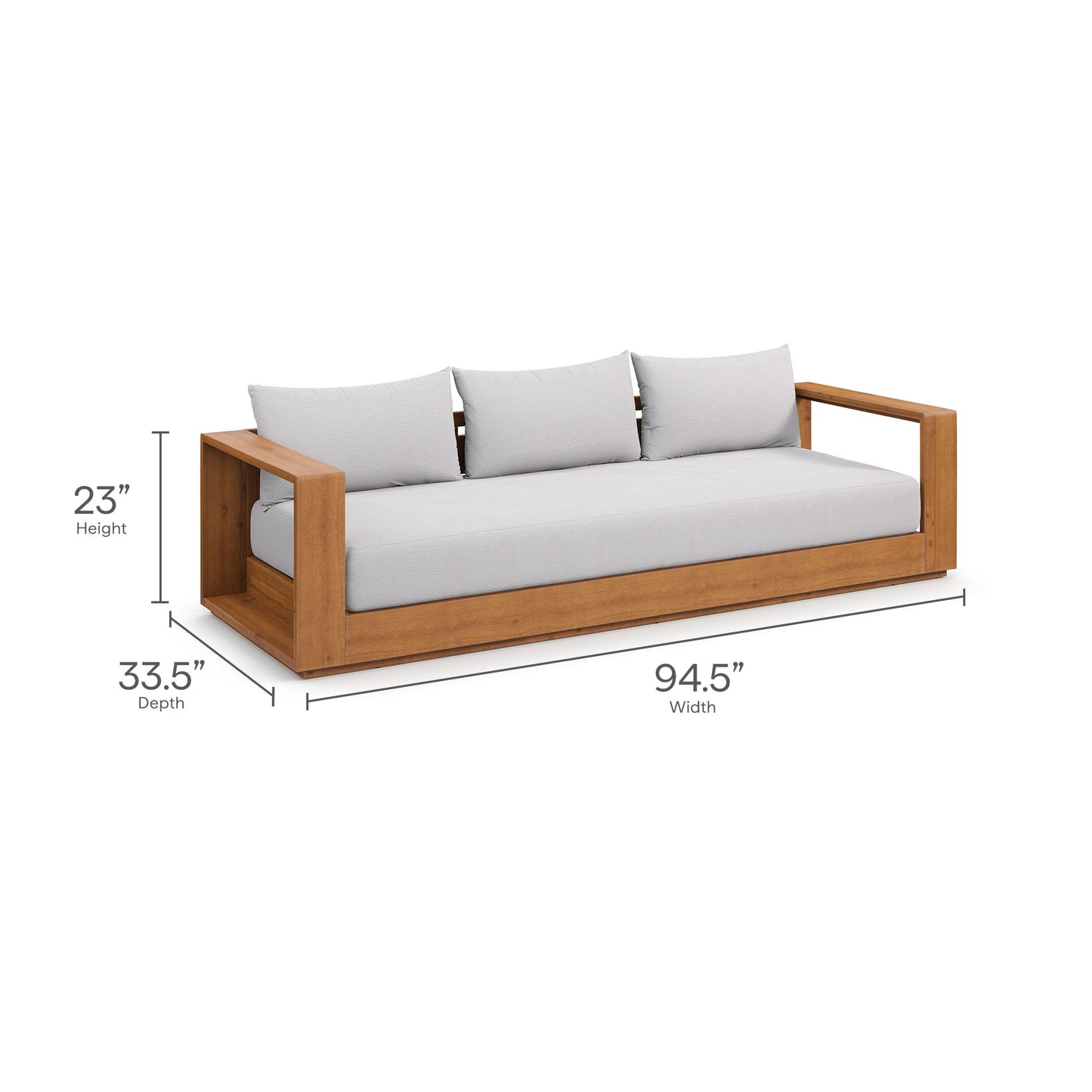 Tahoe Outdoor Patio Acacia Wood Sofa in Natural Light Gray by Modway (6784)