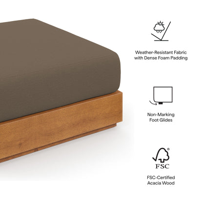 Tahoe Outdoor Patio Acacia Wood Ottoman in Natural Cocoa by Modway (6785)
