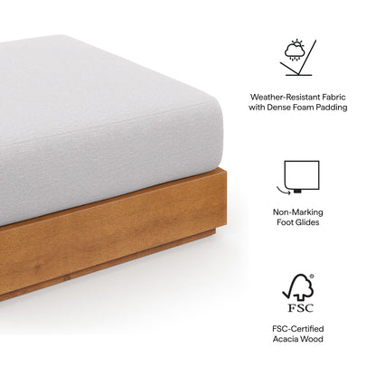 Tahoe Outdoor Patio Acacia Wood Ottoman in Natural Light Gray by Modway (6785)