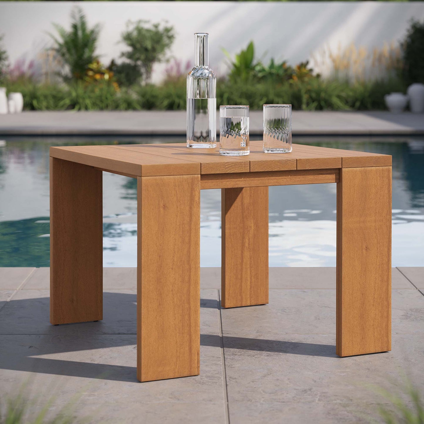 Tahoe Outdoor Patio Acacia Wood Side Table in Natural by Modway (6787)