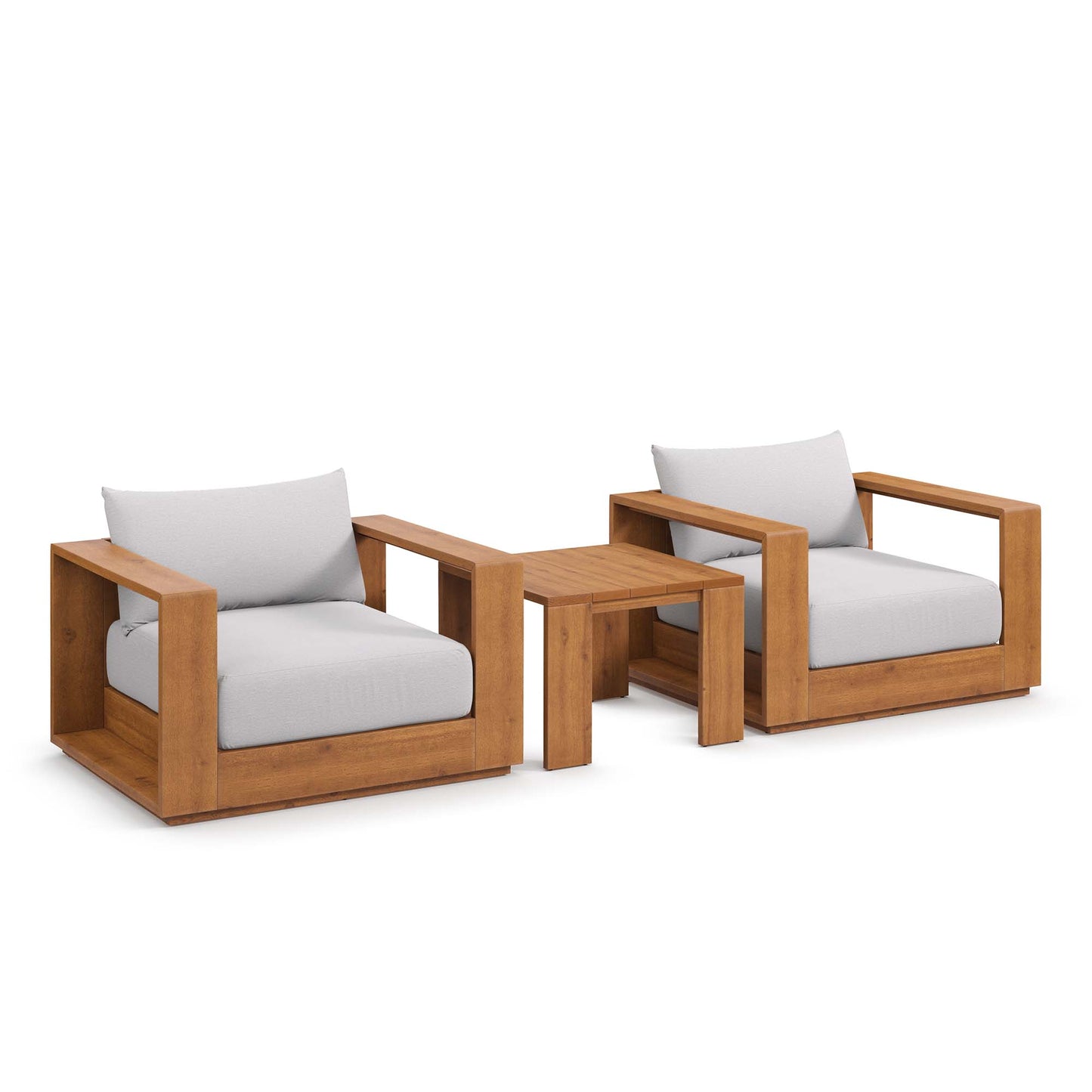 Tahoe 3-Piece Outdoor Patio Acacia Wood Furniture Set in Natural Light Gray by Modway (6798)