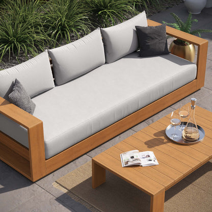 Tahoe 2-Piece Outdoor Patio Acacia Wood Sofa and Coffee Table Set in Natural Light Gray by Modway (6799)