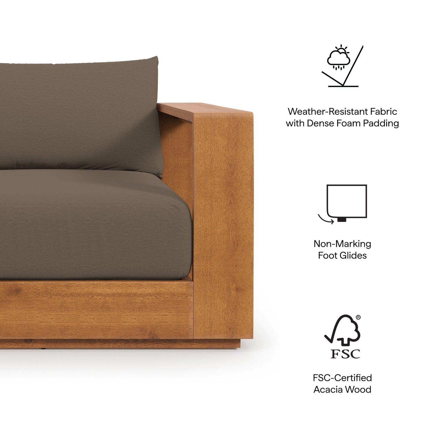 Tahoe 2-Piece Outdoor Patio Acacia Wood Armchair and Ottoman Set in Natural Cocoa by Modway (6800)