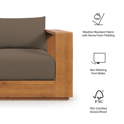 Tahoe 2-Piece Outdoor Patio Acacia Wood Armchair and Ottoman Set in Natural Cocoa by Modway (6800)