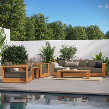 Tahoe 5-Piece Outdoor Patio Acacia Wood Furniture Set in Natural Cocoa by Modway (6801)