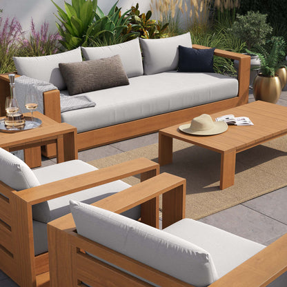 Tahoe 5-Piece Outdoor Patio Acacia Wood Furniture Set in Natural Light Gray by Modway (6801)