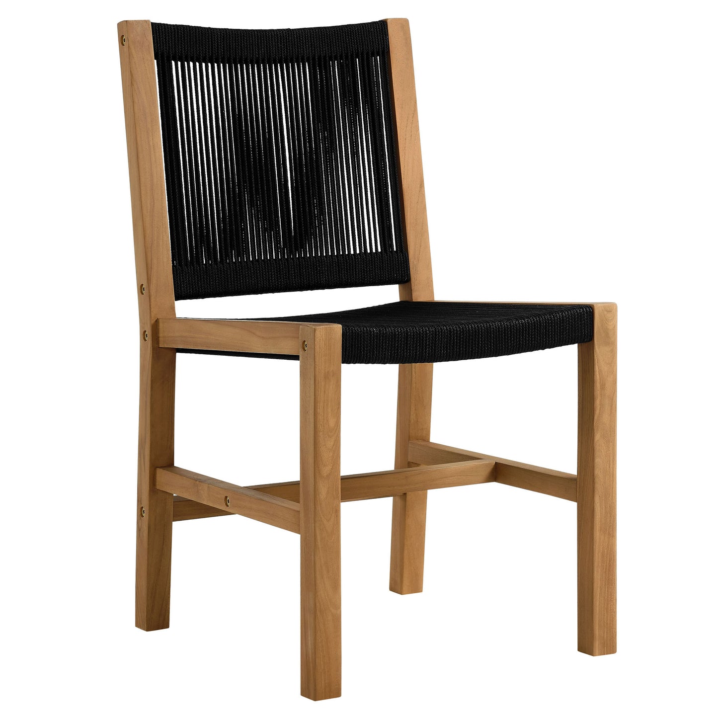 Vienna 7-Piece Outdoor Patio Teak and Rope Dining Set with Armless Chairs in Natural Black by Modway (6927)