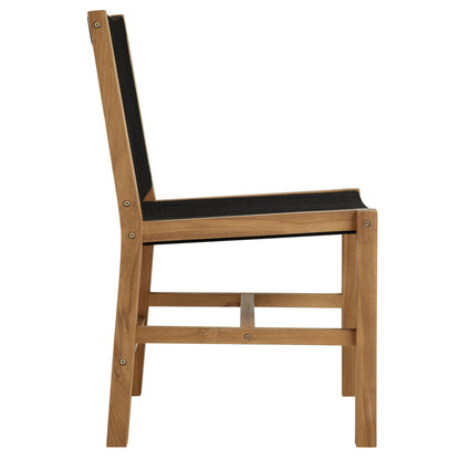 Vienna 7-Piece Outdoor Patio Teak and Rope Dining Set with Armless Chairs in Natural Black by Modway (6927)